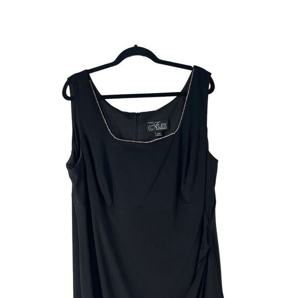 Alex Evenings Black‎ Diamond Rhinestone Trim Dress Sz 24W Women’s Formal Guest - Picture 2 of 10